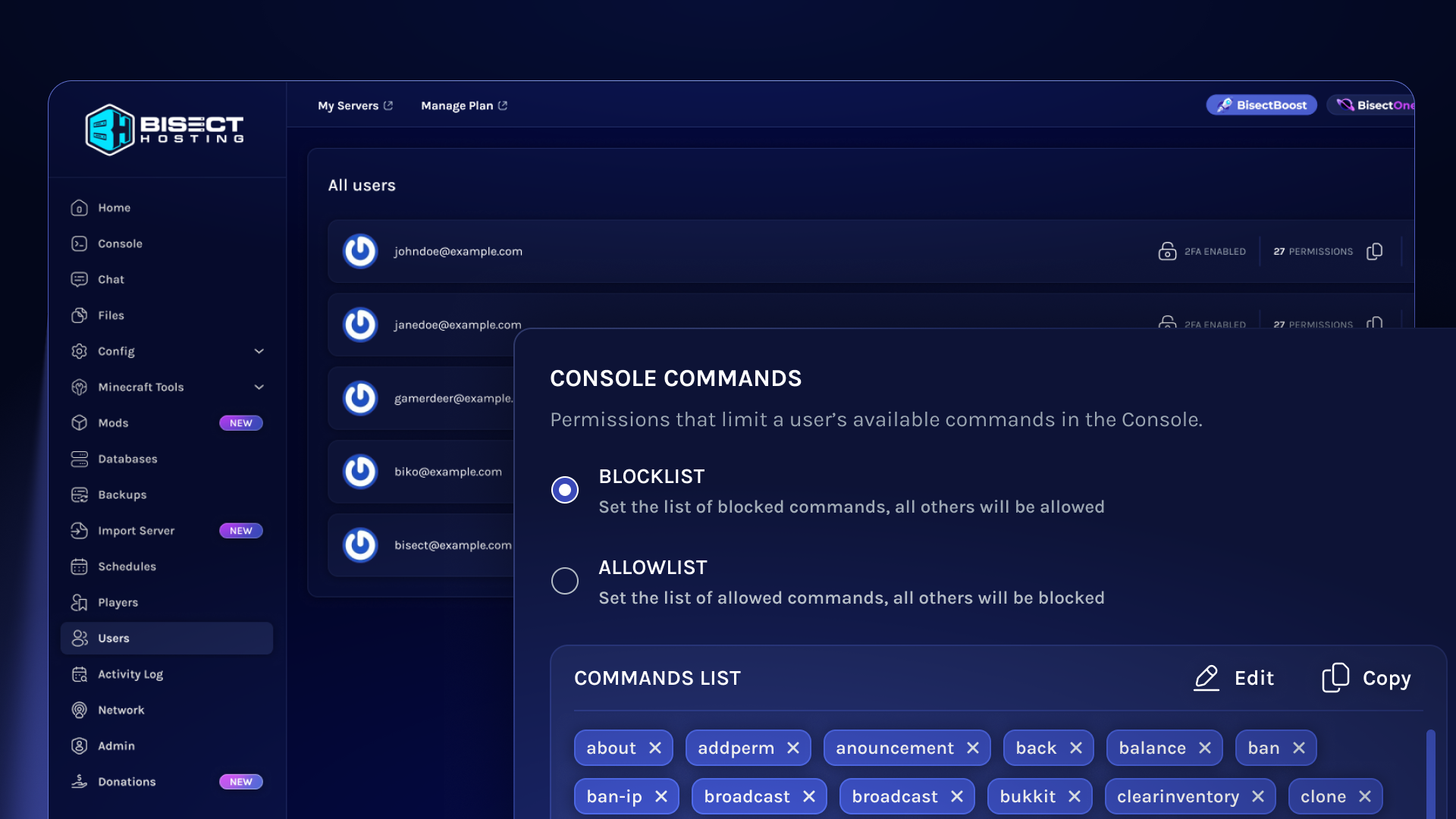 Subuser Console Command Permissions